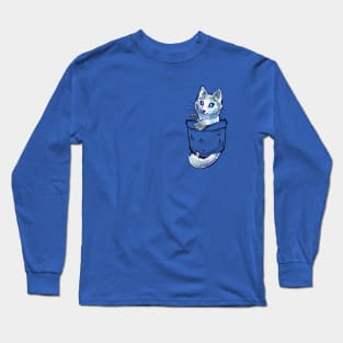 Pocket Cute Marble Fox Long Sleeve T-Shirt